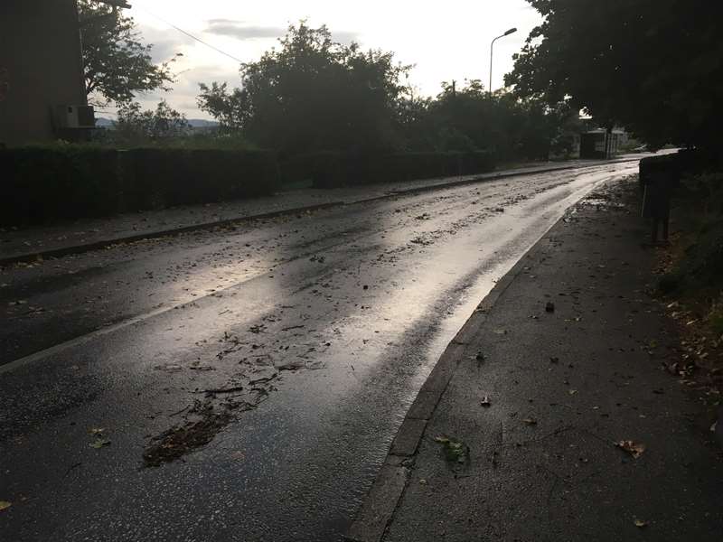 Ulica Matije Gupca u Zaboku nakon nevremena u 19 sati